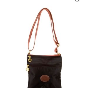 Longchamp Black Nylon Crossbody Bag w/ Pockets and buttons